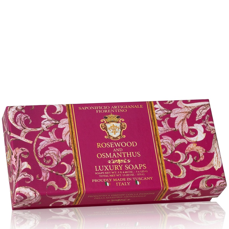 菲罗迪诺桂花蔷薇木雕花香氛皂礼盒125g*3块（单位：块） 佳人粉